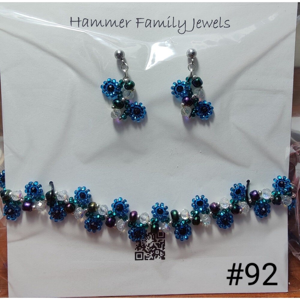 Blue Flowers & Crystals Jewelry Set